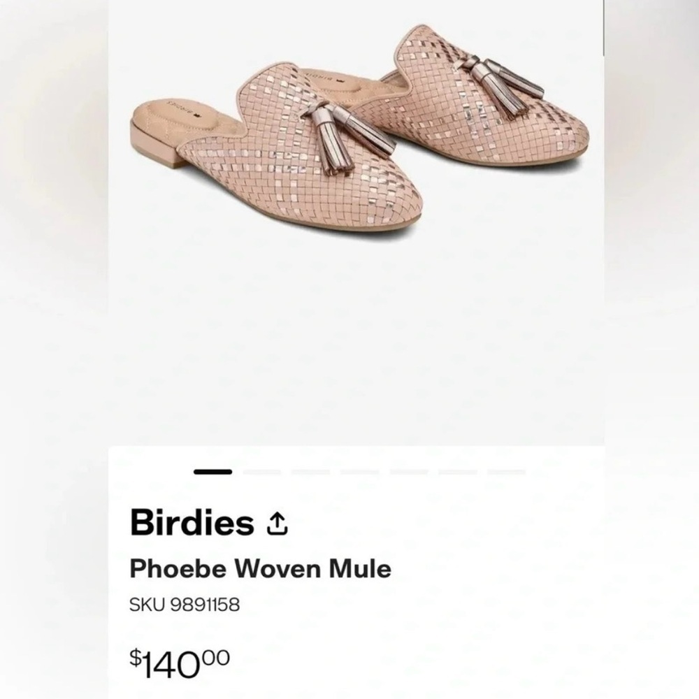 Birdies Phoebe Leather Tassel Woven Mule Slip-On Career Casual Blush Size 5